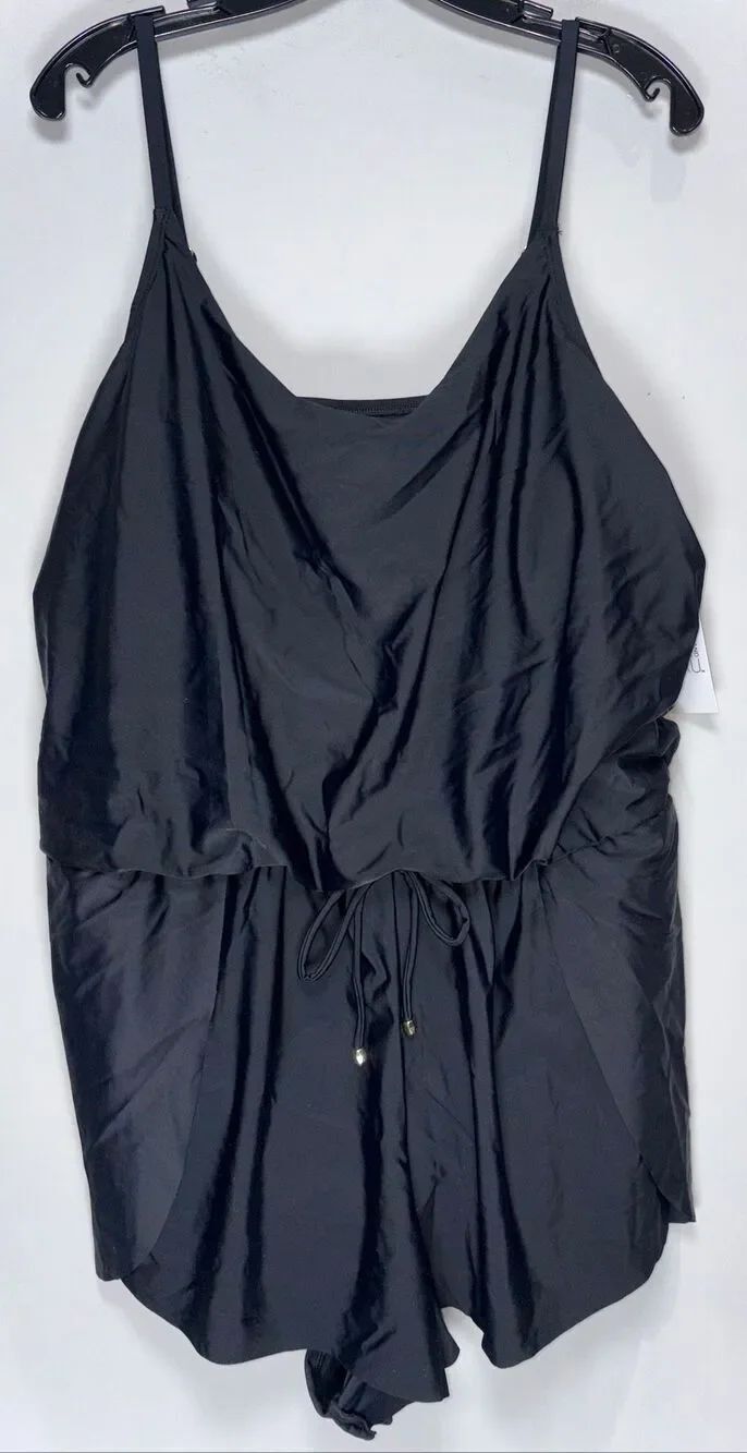 Time and tru black bathing suit romper size 1x